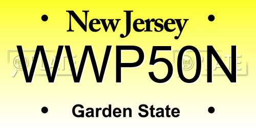 WWP50N New Jersey License Plate