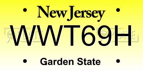 WWT69H New Jersey License Plate