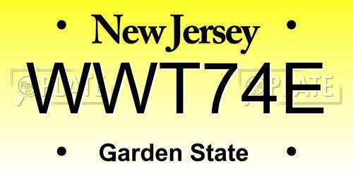 WWT74E New Jersey License Plate