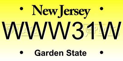 WWW31W New Jersey License Plate