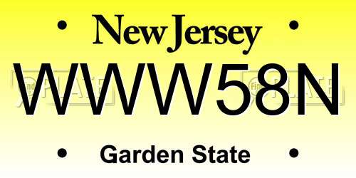 WWW58N New Jersey License Plate