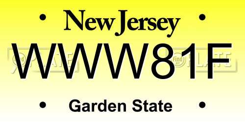 WWW81F New Jersey License Plate