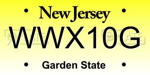 WWX10G New Jersey License Plate