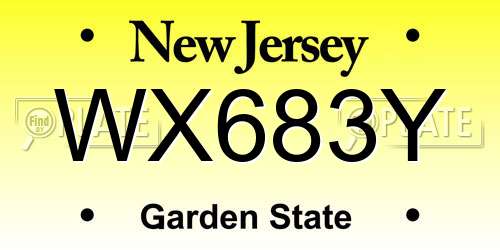 WX683Y New Jersey License Plate