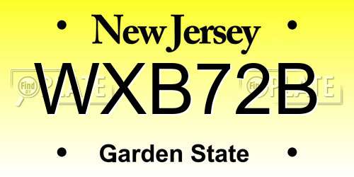WXB72B New Jersey License Plate