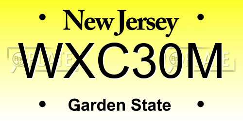 WXC30M New Jersey License Plate