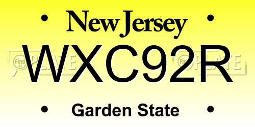 WXC92R New Jersey License Plate