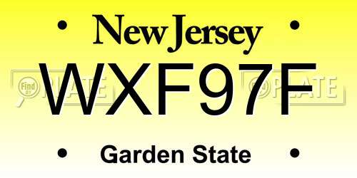 WXF97F New Jersey License Plate