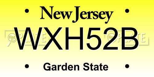 WXH52B New Jersey License Plate