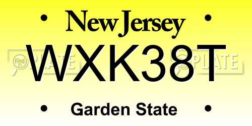 WXK38T New Jersey License Plate