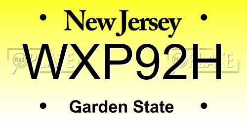 WXP92H New Jersey License Plate