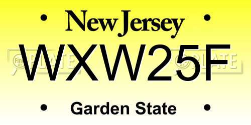 WXW25F New Jersey License Plate