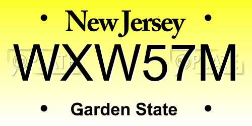 WXW57M New Jersey License Plate
