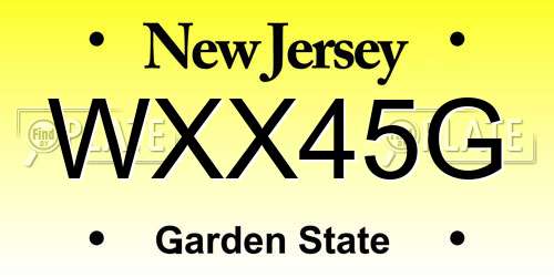 WXX45G New Jersey License Plate