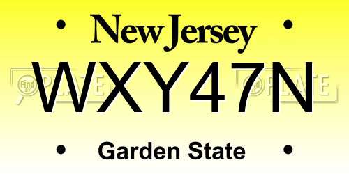WXY47N New Jersey License Plate