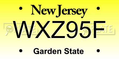 WXZ95F New Jersey License Plate