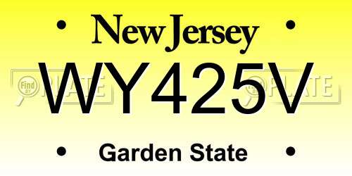 WY425V New Jersey License Plate