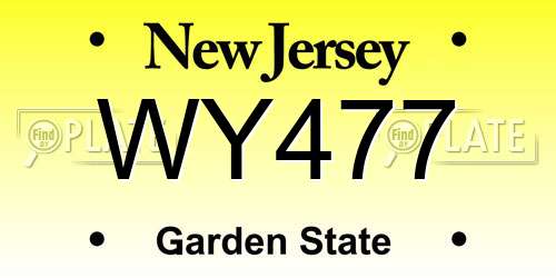 WY477 New Jersey License Plate