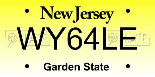 WY64LE New Jersey License Plate