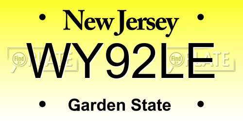 WY92LE New Jersey License Plate