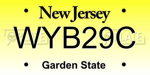 WYB29C New Jersey License Plate
