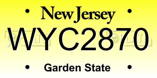 WYC2870 New Jersey License Plate