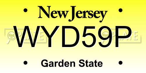WYD59P New Jersey License Plate