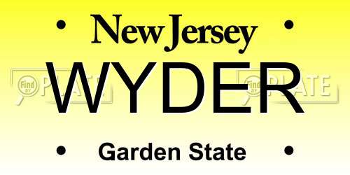 WYDER New Jersey License Plate