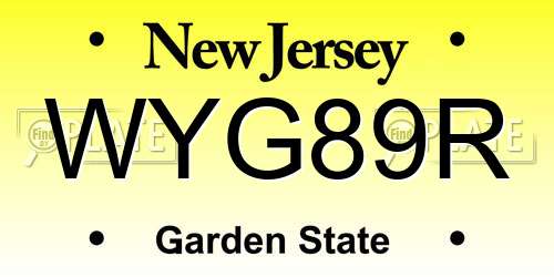 WYG89R New Jersey License Plate