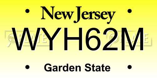WYH62M New Jersey License Plate
