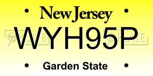 WYH95P New Jersey License Plate