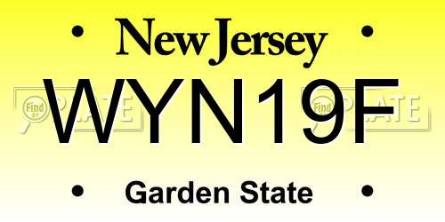 WYN19F New Jersey License Plate