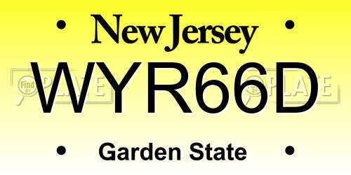 WYR66D New Jersey License Plate