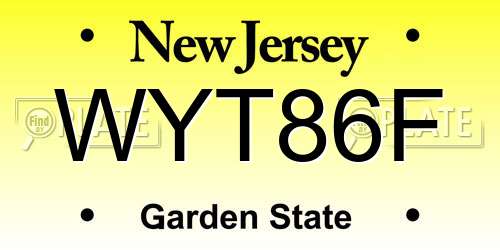 WYT86F New Jersey License Plate