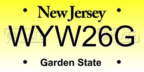 WYW26G New Jersey License Plate