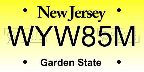 WYW85M New Jersey License Plate