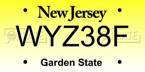 WYZ38F New Jersey License Plate
