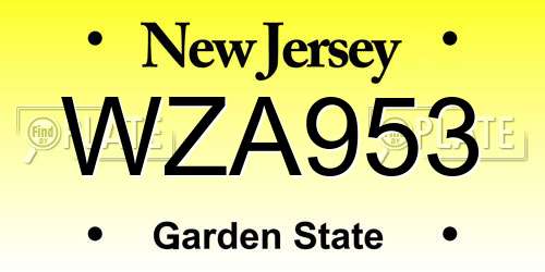 WZA953 New Jersey License Plate