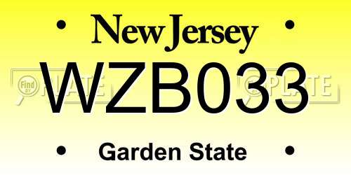 WZB033 New Jersey License Plate