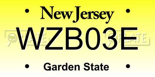 WZB03E New Jersey License Plate