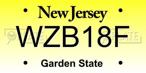 WZB18F New Jersey License Plate
