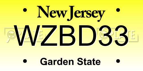 WZBD33 New Jersey License Plate