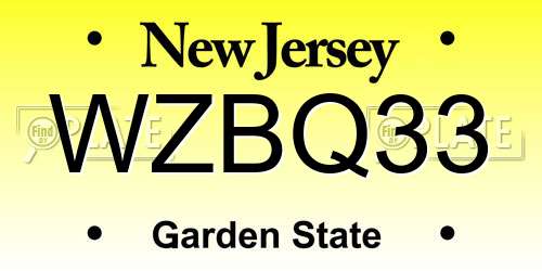 WZBQ33 New Jersey License Plate