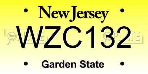 WZC132 New Jersey License Plate