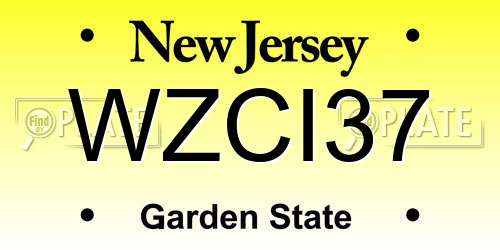 WZCI37 New Jersey License Plate