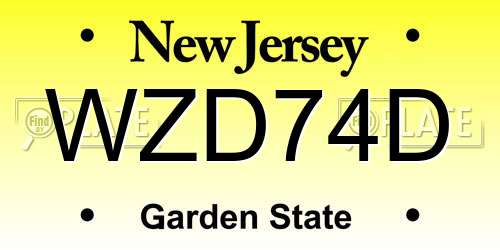 WZD74D New Jersey License Plate