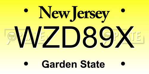 WZD89X New Jersey License Plate