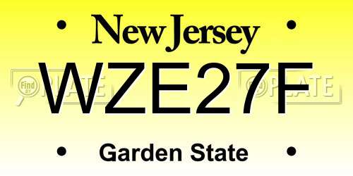WZE27F New Jersey License Plate