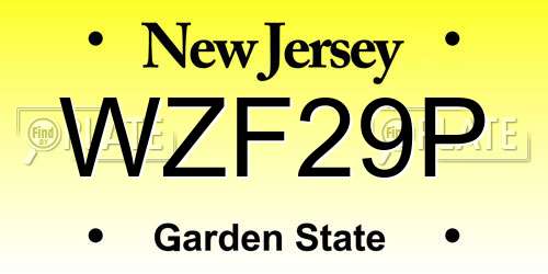 WZF29P New Jersey License Plate