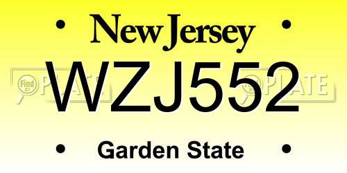 WZJ552 New Jersey License Plate